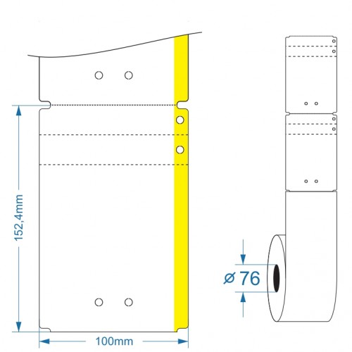 100x152.4 TAG-Etiketten / Hängeetiketten - Gelbe Linie