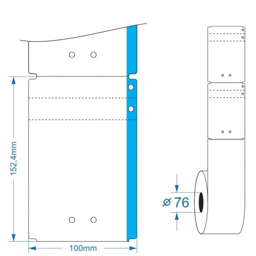 100x152.4 TAG-Etiketten / Hängeetiketten - Blaue Linie